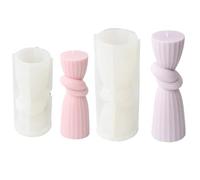 2/4 PIÈCES Bougie Moule En Silicone Boule Tissée Spirale Géométrie Cylindrique Pour Bougie(2 pcs White05)