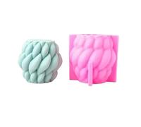 2/4 PIÈCES Bougie Moule En Silicone Boule Tissée Spirale Géométrie Cylindrique Pour Fabrication de Bougies(2 pcs White12)