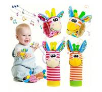 2/4 pièces Hochets pour poignets de bébé, jouets de chaussettes, jouets de chaussettes pour nouveau-nés, ensemble de rattrapages de pied et de hochets pour poignet. Jouets de hochets de chaussettes po