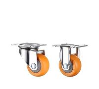 2/4 pièces roulettes pivotantes Orange roue en Nylon roue sans bruit roulette robuste avec plaque supérieure à 360 degrés et roulement(2 Pcs with brake,1.25 inch)