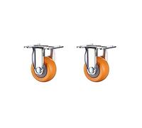 2/4 pièces roulettes pivotantes Orange roue en Nylon roue sans bruit roulette robuste avec plaque supérieure à 360 degrés et roulement(2 Pcs Fixed Caster,1 inch)