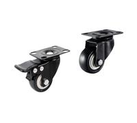2/4 roulettes pivotantes noires robustes de 1,5 ou 2 pouces (3,8 cm) for chariots et meubles, supportant jusqu'à 180 kg, avec frein perçage doré(1.5inch-1A1C)