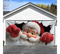 2,4 x 1,8 m - Housse de porte de garage de Noël 3D Père Noël - Facile à installer - Décoration de vacances pour l'extérieur, les fêtes, les photomatons et les festivals de rue