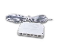 2.416/5.000 Distributeur Mini AMP 6 Voies avec câble de raccordement - Distributeur LED 6X Sortie - Prises AMP, entrée avec extrémité de câble Ouverte, Blanc, protégé Contre l'inversion de polarité
