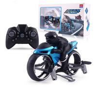 2.4g 2 En 1 Land Rc Car Vehicle Motorcycle Flying Drone Rtr Model Toy,Bleu-Tritina Bleu