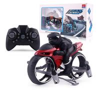 2.4g 2 En 1 Land Rc Car Vehicle Motorcycle Flying Drone Rtr Model Toy,Red-Tritina