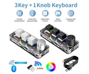 2.4G 3 touches personnaliser clavier Bluetooth bouton Macro copier coller touche de raccourci e-sports jeu Mini mécanique prise chaude Mini clavier Wire Bluetooth White