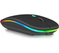 2.4GHz & Bluetooth Mouse, Rechargeable Wireless Mouse for Samsung Galaxy Tab S6 Lite Bluetooth Wireless Mouse for Laptop/PC/Mac/Computer/Tablet/Android RGB LED Onyx Black