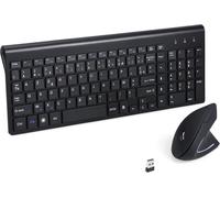 2.4Ghz Sans Fil Vertical Ergonomique Souris Et Clavier Combo Slim Portable Taille Pour Pc Ordinateur De Bureau Ordinateur Portable Tablette Mac (Right-Handed)
