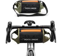 2.4l Bicycle Handlebar Bag Road Bike Front Bag Bicycle Handlebar Hanger With Shoulder Strap For Cycling Reflective Universal For Mountain Bike Road Bike Gravel,Black Green