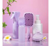 2/4pcs Ensemble d'outils de soin capillaire rose/noir comprenant un masseur de cuir chevelu, un flacon pulvérisateur et un peigne, utilisé pour le coiffage, ensemble de conception de coiffure quotidie