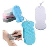 2/4PCS Magic Exfoliating Bath Sponge 3D - Soft High Rebound Exfoliating Body Sponge, Dead Skin Remove, Skin Friendly & Reusable for Adults, Children, Pregnant Women (Blue + White)