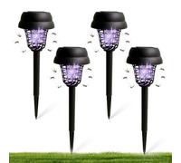 2/4PCS Piège à Moustiques Solaire, 2 en 1 Anti-Moustiques et éclairage,Lampe Anti-Moustique Prise de Sol,Éclairage Extérieur Étanche,Lumière Violette Anti Moustiques pour Jardin,Cour,Camping (4PCS)
