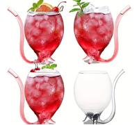 2/4pcs Verres à cocktail en verre soufflé avec paille intégrée, verres à whisky sans plomb multi-usages pour 4 Mul VERRE A COCKTAIL