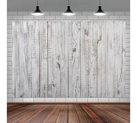 2.4x1.8m Toile de Fond Bois Rustique Mur en Bois Blanc Gris Vintage Panneau en Bois Fond Photographique Nouveau-né Baby Shower Birthday Party Cake Table Decorations Banner Photo Booth Props