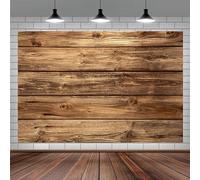 2.4x1.8m Toile de Fond Bois Rustique Mur en Bois Marron Vintage Planche en Bois Fond Photographique Nouveau-né Baby Shower Birthday Party Cake Table Decorations Banner Photo Booth Props