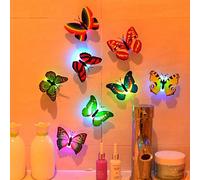 2/5/10/15/25 pièces Décoration de lumière de nuit papillon 3D multicolore, sticker mural pour jardin, cour arrière, pelouse, fête, festivités, décoration de maison, décoration de jardin 2 pièces,10 pi