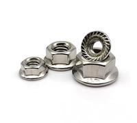 2/5/10/20/25/50/100Pcs M3-M12 Stainless Steel DIN6923 Hexagon Serrated Flange Lock Nut Hex Head Spinlock(25pcs M4)