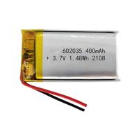 2 5 10 20 PCS 3,7 V 400mAh 602035 Lipo avec une fiche JST de 2,0 mm compatible avec de petits appareils électroniques comme des haut-parleurs portables et des projets de bricolage(2pcs no Connector)