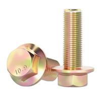 2/5/10 pièces M10 M12 M14 M16 Grade 10.9 couleur zingué filetage fin boulons à bride hexagonale vis tête complet/filetage partiel(35mm,M10X1.25-full -10pcs)