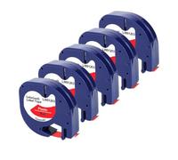2 5 10pcs 91201 91202 12267 Tape de 12 mm en Composition Compatible avec Le Fabricant de Labels LT-100H Fonctionne avec Le 91221 91331 91200 TAUX LT(5PK Black on Red)