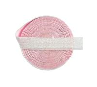 2,5 à 10 yards, 5/8" (15 mm), ruban élastique argenté à paillettes repliable en spandex, pour cheveux, bandeau, robe, couture DIY, garniture - Rose glacé AB-15mm-2 yards