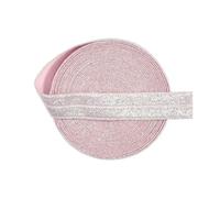 2,5 et 10 yards (8,14 à 9,14 m) - Bande élastique en spandex argentée à paillettes, repliable, 5/8" (15 mm), rose glacé, pour cheveux, bandeau, robe, couture DIY