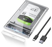 2.5 Inch Hard Drive Enclosure 6Gbps USB C 3.1 Gen 2 External Drive Case for 2.5 Inch and 7/9.5 mm SATA HDD and SSD Acceleration UASP&TRIM, No Tools, USB C Cable Included - Transparent