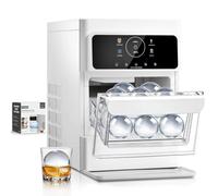 2.5" Machine À Glaçons Sphériques Extra-Larges, 3 Pcs Sphères De Glaçons Transparentes et Sans-Fissure en 45 Min, Panneau Tactile LCD & Machine À Glaçons Auto-Nettoyante pour Cocktail Whiskey Bourbon