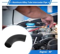 2,5" Od 90 Degré Coude 6064 Aluminium Alliage Tube Intercooler Tuyau Surface Sablage Air Admission Connexion Tuyau Avec Double Perle Rouleau 3,9" Longueur Noir