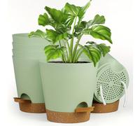 2/5 pièces Pots de fleurs de jardinage, pots de plantes de 5 pouces avec système d'auto-arrosage, drainage élevé, pour plantes d'intérieur et d'extérieur avec plateau de réservoir et rebord d'arrosage