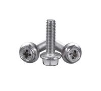 2-50 pièces M3/M4/M5/M6/M8 acier inoxydable 304 vis mécaniques à tête hexagonale avec bride et fessure cruciforme, avec joints d'étanchéité anti-dérapants, M5x55mm