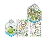 2.5d Scène Autocollants Esthétique Dessin Animé Paysage Décoratif pour Enfants Filles Garçons Décoratif Album de Collecte Dessin Animé Paysage Scène