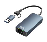 2.5G Adaptateur USB Ethernet, 2.5Gbps Adaptateur Ethernet USBC, 2-en-1 Adapter USB 3.0 et USB-C vers RJ45 Réseau LAN Compatible avec MacBook Pro, iPad Pro, iPhone16 15, Surface, XPS, Windows, Linux