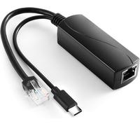 2.5G PoE Splitter Type C 5V/3A,48V PoE to USB-C 5V/3A Output 15W,Ethernet 2.5Gbps Compliant IEEE802.3af/at,Plug and Play for Smart Home