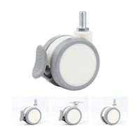 2.5inch White Casters PU Wheels M10x20 Screw Convenient for Trolley Furniture Flower Stand Stroller 1pcs Casters