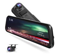 2.5K Dashcam Voiture Avant et Arrière Rétroviseur 10" Dash cam Voiture Avant et Arrière Double écran Tactile IPS, 1080P Backup Camera, Vision Nocturne WDR, G-Sensor, Monitor Stationnement