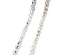 2/5M Cotton Lace Trim Vintage Ribbon Crochet Scalloped Edge for Bridal Wedding Decor DIY Craft Sewing Supplies(03,White 5Meter)