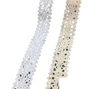 2/5M Cotton Lace Trim Vintage Ribbon Crochet Scalloped Edge for Bridal Wedding Decor DIY Craft Sewing Supplies(15,Beige 5Meter)