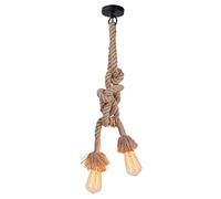 2.5m Vintage corde de chanvre Lampe suspendue en chanvre de style rétro AC 220V E27 pour salon, bar et salle de bain, décor rustique corde de chanvre (sans ampoule)