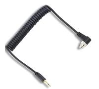2.5mm to Male Flash Pc Sync Cable, 39.3in Plug to Male Flash Sync Cord with Screw Lock Extended Coiled Wire for Digital Cameras