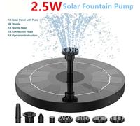2.5W Solaire Bain D'oiseau Fontaine Solaire Pompe de Fontaine pour Bain D'oiseaux avec 6 Buses À Énergie Solaire Fontaine D'eau pour Garde
