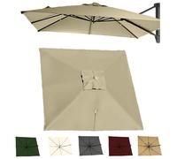 2.5x2.5M 3x3.0M Auvent De Remplacement Pour Parasol Déporté Carré Couverture Supérieure De Parasol Extérieur, Housse De Rechange 8 Baleines Protection UV(Khaki,2.5x2.5m/8x8ft)