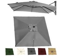 2.5x2.5M 3x3.0M Auvent De Remplacement Pour Parasol Déporté Carré Couverture Supérieure De Parasol Extérieur, Housse De Rechange 8 Baleines Protection UV(Gray,3x3.0m/9.8x9.8ft)