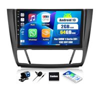 2+64G Android 13 Autoradio Bluetooth pour BMW X1 E81 E82 E87 E88 2008-2012 avec Carplay Android Auto sans Fil, 9" Écran avec GPS WiFi FM/RDS EQ Mirror Link+Caméra de Recul&Mic+Canbus