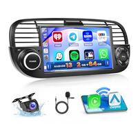 2+64G Android Autoradio pour Fiat 500 2007-2015 Carplay sans Fil Android Auto, 7 Pouces Poste Radio Voiture Bluetooth écran avec GPS WiFi RDS +Caméra de Recul