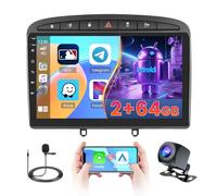 [2+64G] Android Autoradio pour Peugeot 308 408 2007-2015 avec Wireless Carplay Android Auto, 9 Pouces Touchscreen Radio Voiture avec Bluetooth/GPS/Caméra Arrière/FM/WiFi/SWC/26UI