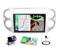 [2+64G] Android Autoradio pour VW Tiguan 2010-2015 avec Wireless Carplay Android Auto, 9 Pouces Touchscreen Radio Voiture avec Bluetooth/GPS/Caméra Arrière/FM/WiFi/SWC/26UI