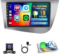 2+64G Android Car Radio for Seat Leon 2005-2012 with CarPlay Wireless Android Auto, 9 Inch Screen 2 DIN Radio MirrorLink with Wi-FI GPS Bluetooth EQ FM/RDS SWC Backup Camera