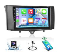 [2+64G] Autoradio Android pour Mercedes Benz Smart Fortwo 2011-2015 avec sans Fil Carplay & Android Auto, Radio Tactile 9 Pouces avec WiFi GPS Mirror Link DSP FM/RDS Radio SWC+ AHD Caméra de Recul